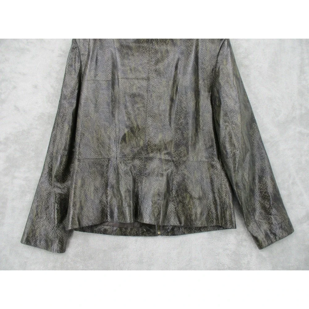 Vintage Preston & York Jacket Womens Size M Genuine Leather Snake Moto Zip 90s